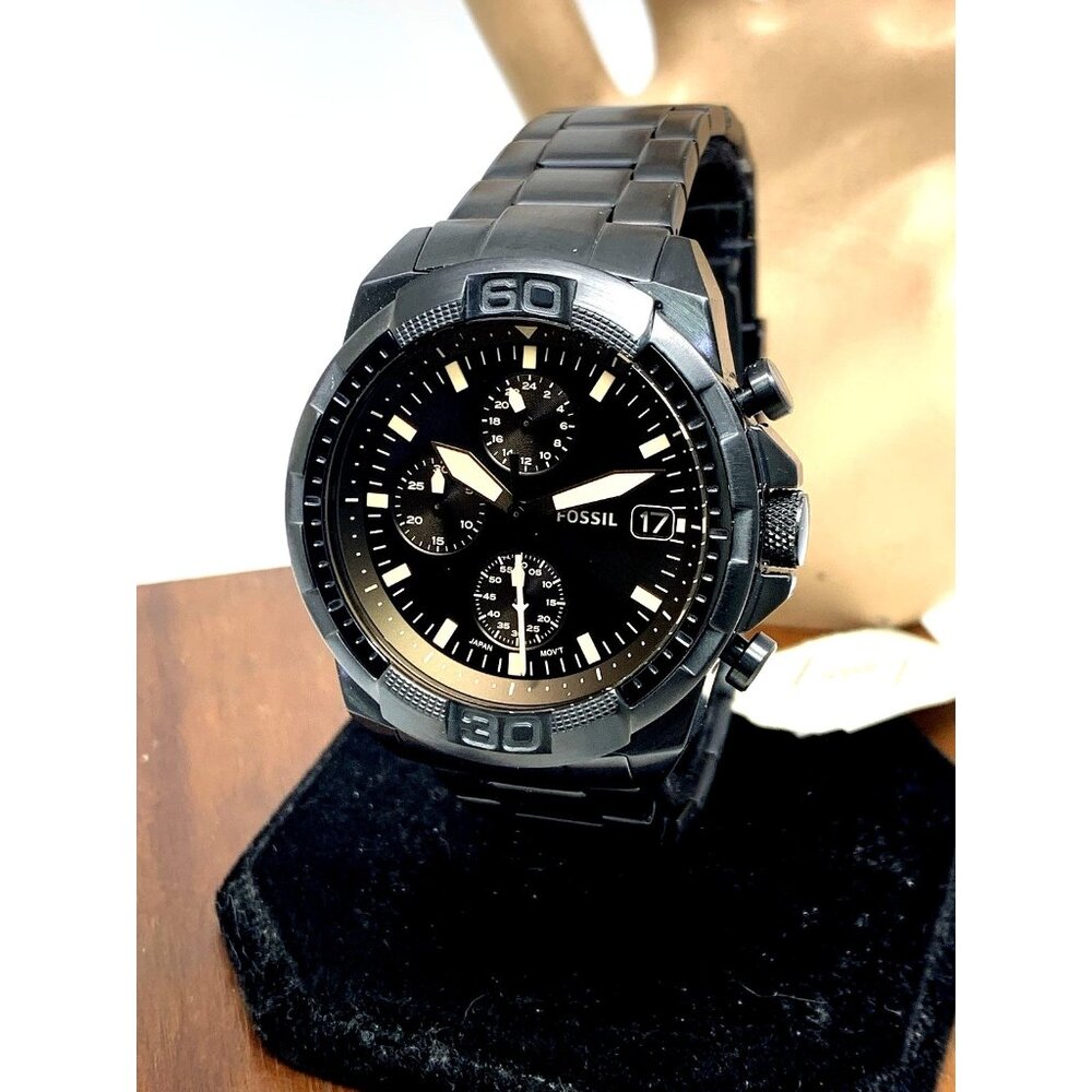 Fossil Men's Watch FS5851 Bronson Quartz Chronograph Black Stainless Steel 44mm